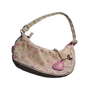 2000s Y2K Hello Kitty Pink & Cream Corduroy Hello Monogram Shoulder Bag Purse
